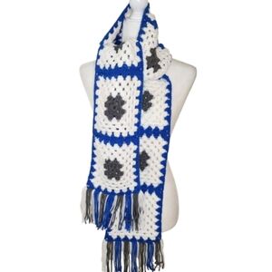 Handmade Crocheted Granny Square Scarf, OS Long